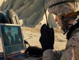 soldier on laptop